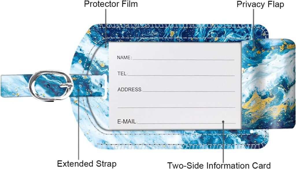 2 Pack Luggage Tags, Fintie Leather Name ID Labels with Privacy Cover for Travel Bag Suitcase