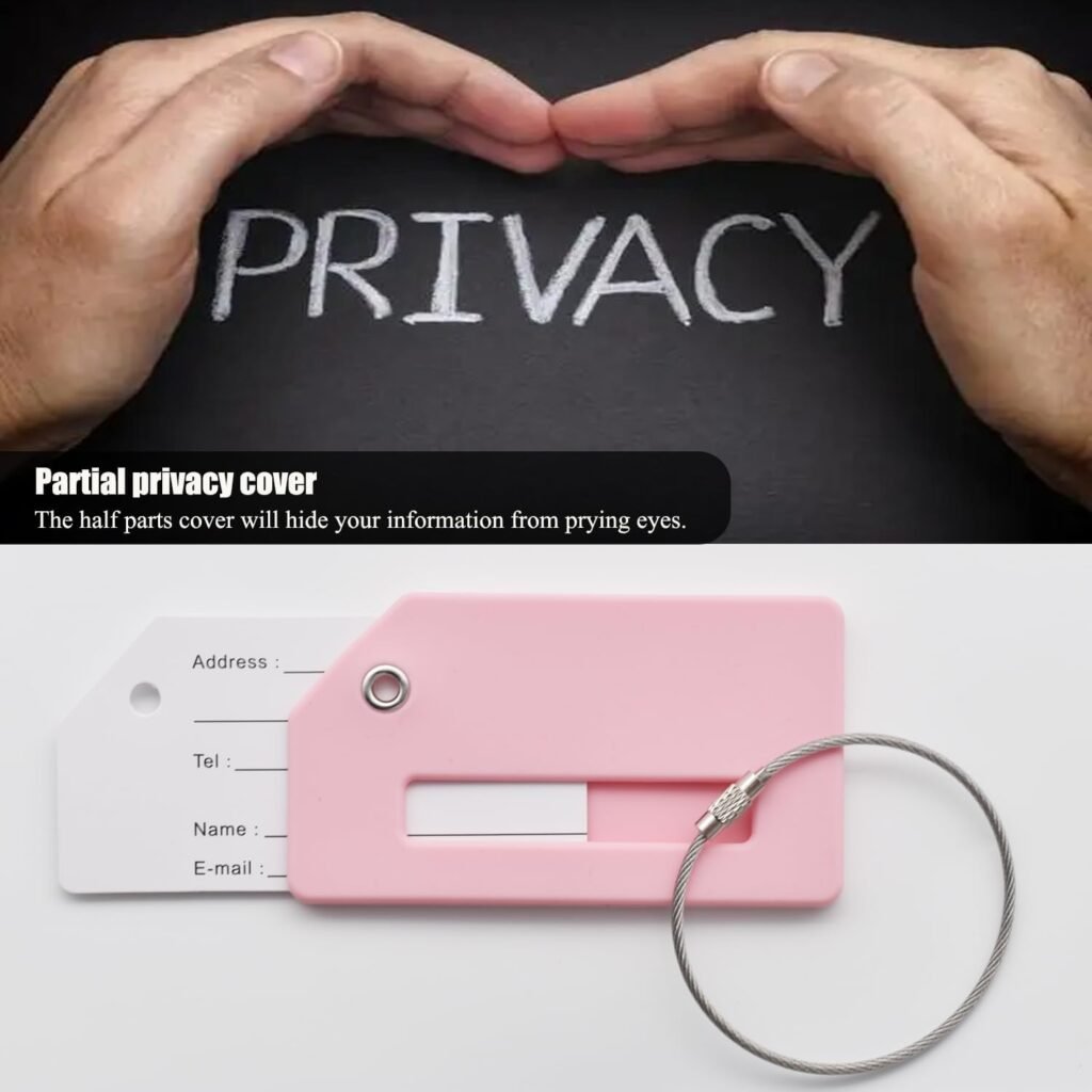 7 Pack Silicone Luggage Tag Baggage Handbag Travel Suitcase Tags with Name ID Card Perfect to Quickly Spot Luggage Suitcase (Pink）