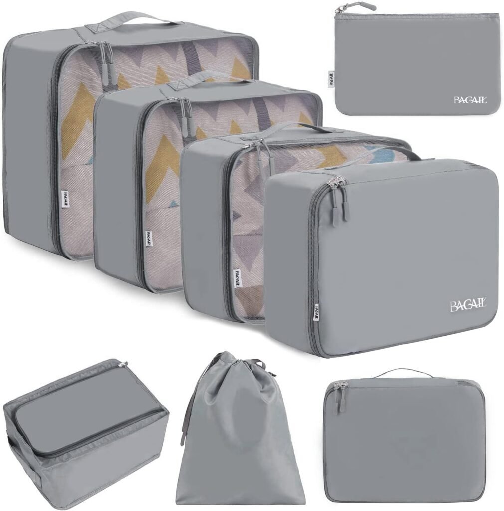 BAGAIL 8 Set Packing Cubes Luggage Packing Organizers for Travel Accessories
