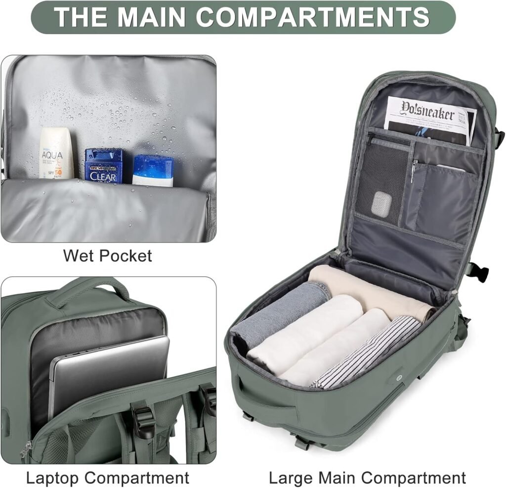 coofay Travel Backpack For Women Men Airline Approved Carry On Backpack Flight Approved Waterproof Sports Luggage Backpack Casual Daypack Small Hiking Backpack