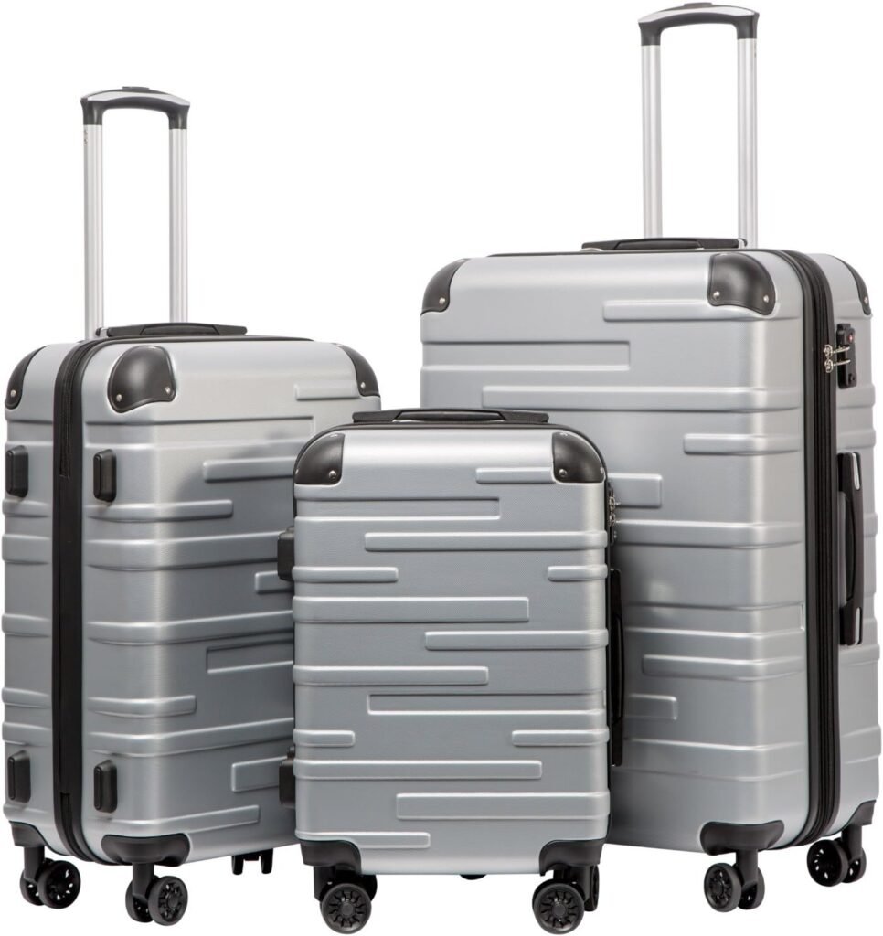 Coolife Luggage Expandable(only 28) Suitcase 3 Piece Set with TSA Lock Spinner 20in24in28in (sliver) Coolife Luggage Expandable(only 28) Suitcase 3 Piece Set with TSA Lock Spinner 20in24in28in (sliver)