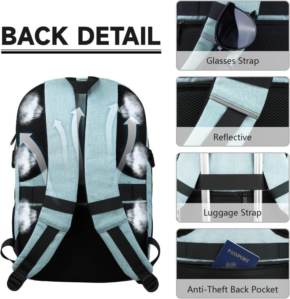 Lapsouno Large Backpack, Extra Large Travel Laptop Backpack, Carry on Backpack, Durable 17 Inch TSA Friendly Business Laptop Backpack with USB Port, Anti Theft Bag Gifts for Men Women, Black