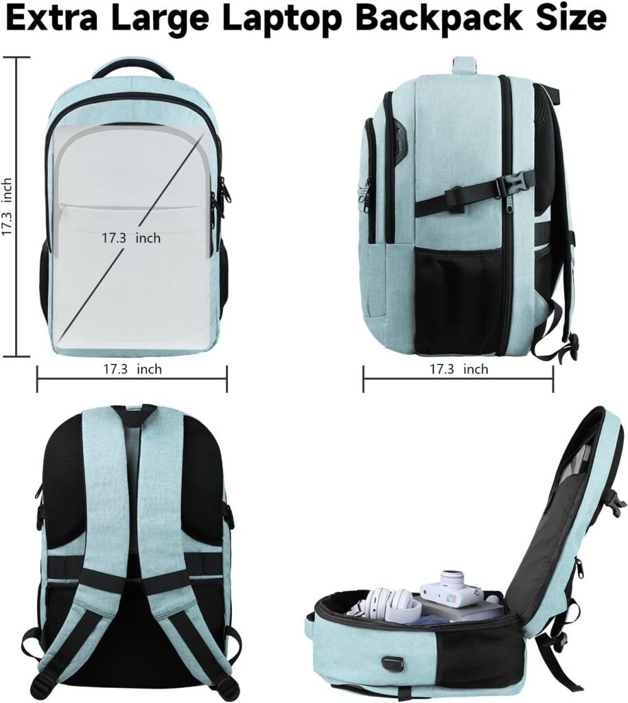 Lapsouno Large Backpack, Extra Large Travel Laptop Backpack, Carry on Backpack, Durable 17 Inch TSA Friendly Business Laptop Backpack with USB Port, Anti Theft Bag Gifts for Men Women, Black