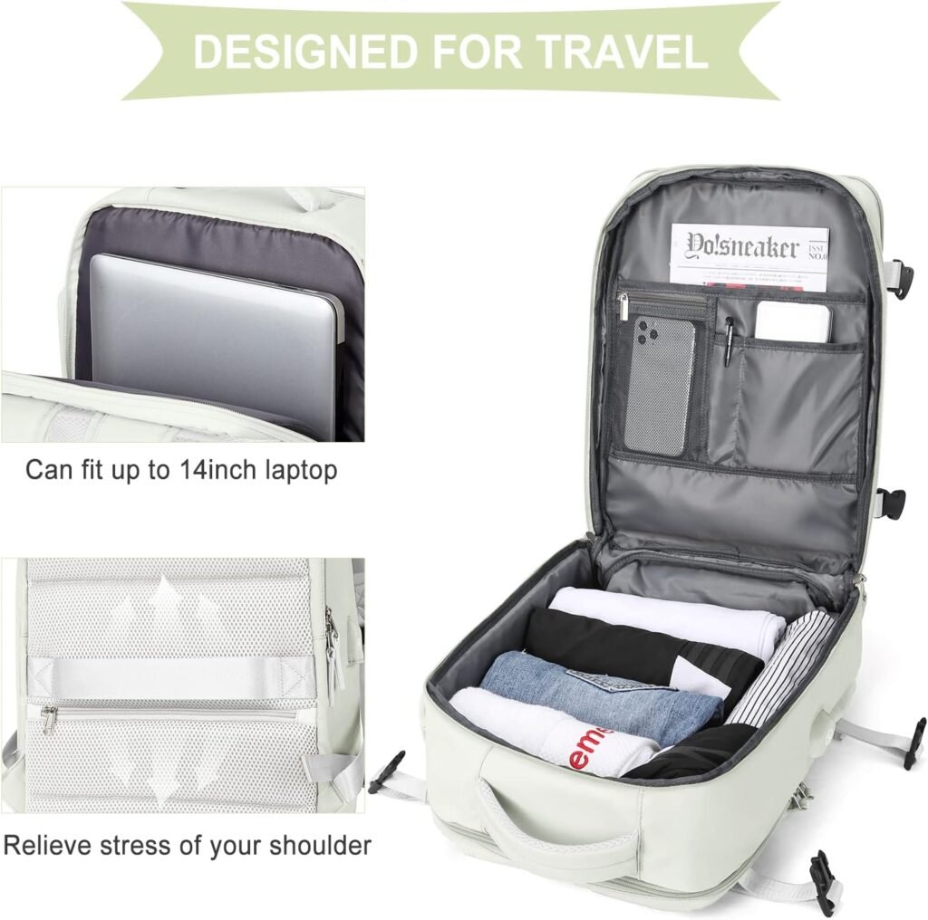 Large Travel Backpack Women, Carry On Backpack,Hiking Backpack Waterproof Outdoor Sports Rucksack Casual Daypack, Laptop Backpack Flight Approved,Light Purple Large Travel Backpack Women, Carry On Backpack,Hiking Backpack Waterproof Outdoor Sports Rucksack Casual Daypack, Laptop Backpack Flight Approved,Light Purple