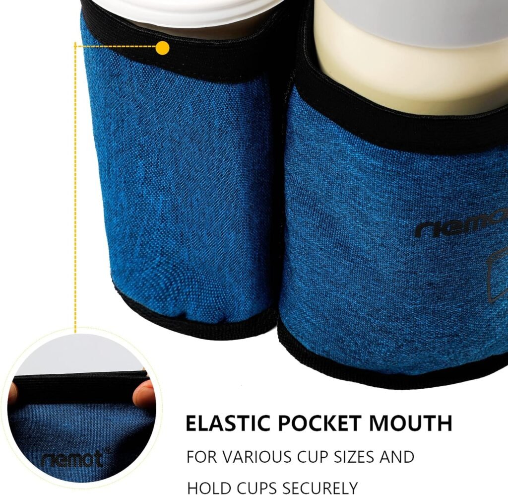 riemot Luggage Travel Cup Holder Free Hand Drink Carrier - Hold Two Coffee Mugs - Fits Roll on Suitcase Handles - Gifts for Flight Attendants Travelers Accessories