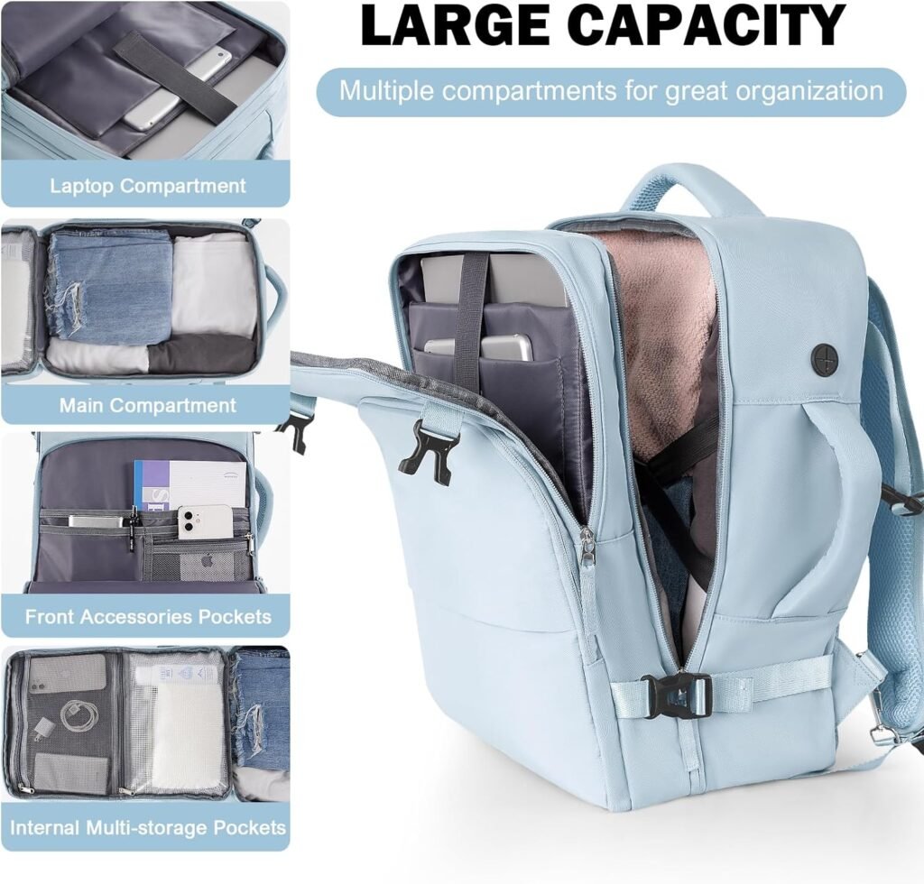 Rinlist Backpack for Men Women, Black Backpack for Traveling on Airplane, Weekender Carry on Backpack Bag, Personal Item Backpack Flight-approved Rinlist Backpack for Men Women, Black Backpack for Traveling on Airplane, Weekender Carry on Backpack Bag, Personal Item Backpack Flight-approved