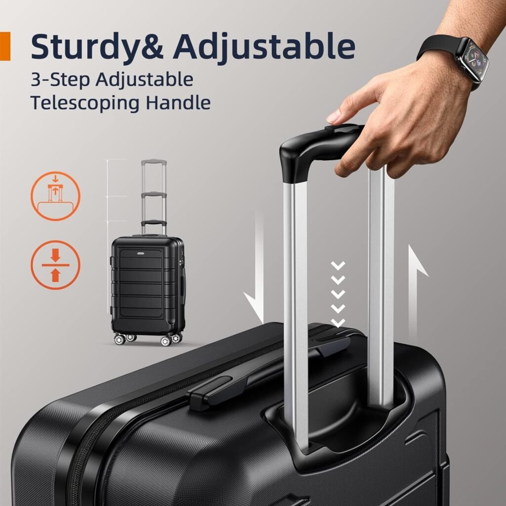 SHOWKOO Luggage Sets Expandable PC+ABS Durable Suitcase Sets Double Wheels TSA Lock 4 Piece Luggage Set Orange