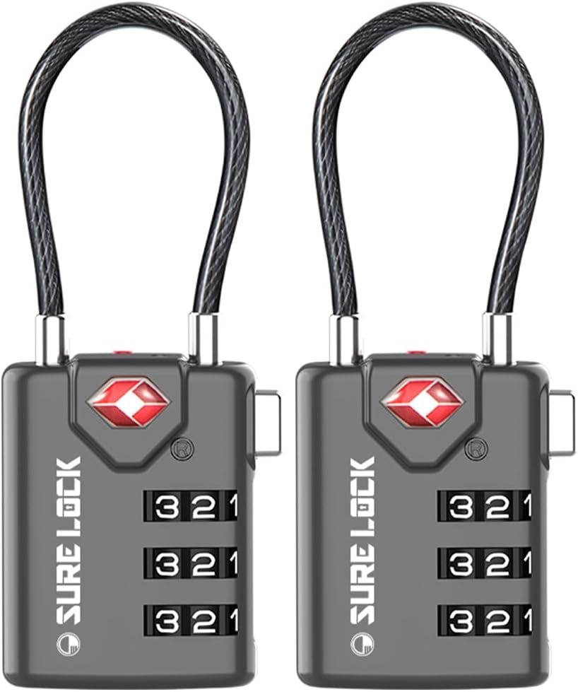 SURE LOCK TSA Compatible Travel Luggage Locks, Inspection Indicator, Easy Read Dials TSA Approved with Zinc Alloy SURE LOCK TSA Compatible Travel Luggage Locks, Inspection Indicator, Easy Read Dials TSA Approved with Zinc Alloy