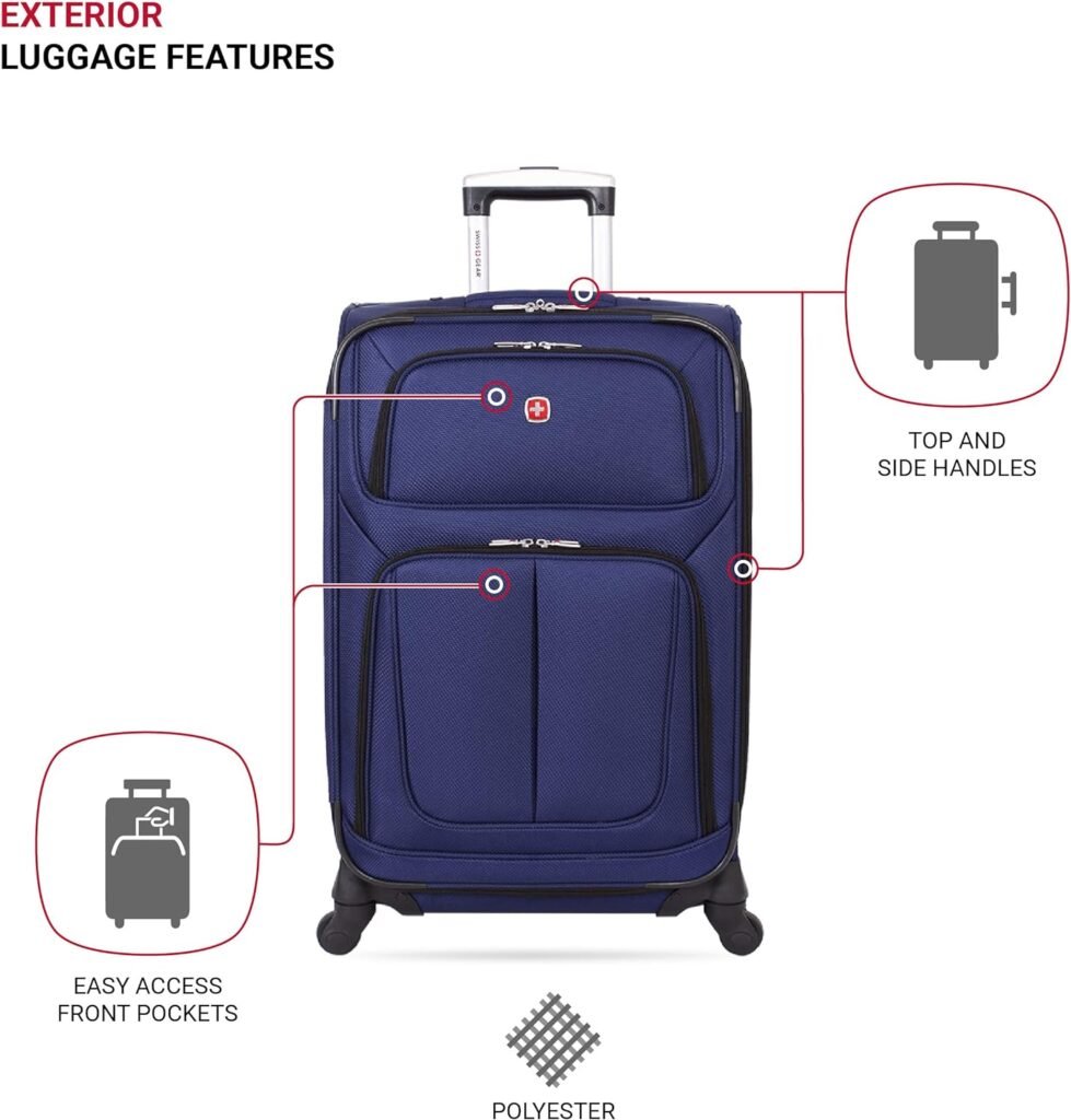 SwissGear Sion Softside Expandable Roller Luggage, Black, Checked-Medium 25-Inch