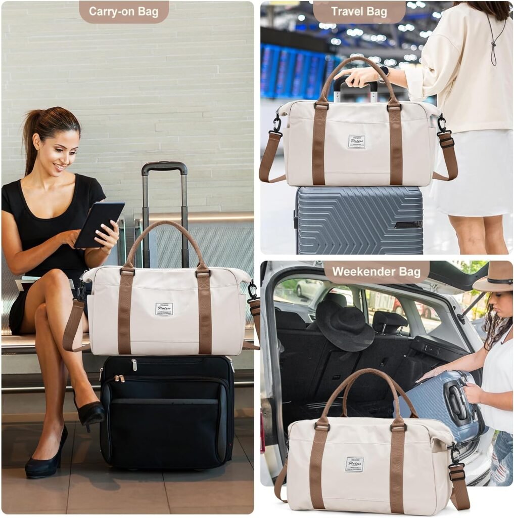 Travel Duffel Bag, Sports Tote Gym Bag, Shoulder Weekender Overnight Bag for Women