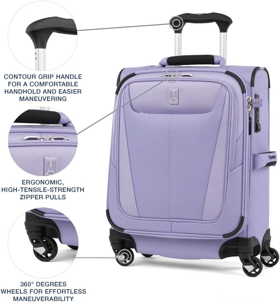 Travelpro Maxlite 5 Softside Expandable Luggage with 4 Spinner Wheels, Lightweight Suitcase, Men and Women, Black, Carry-On 21-Inch