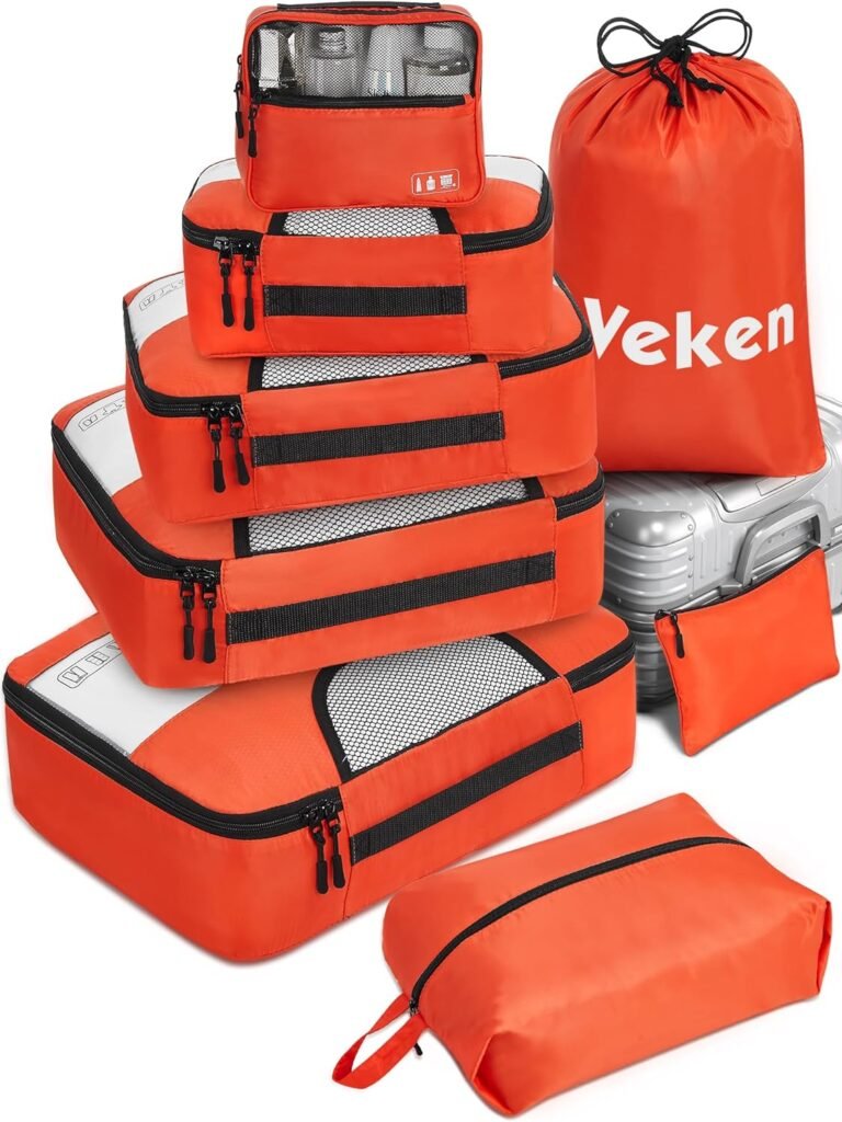 Veken 8 Set Packing Cubes for Suitcases, Travel Bag Organizers for Carry on Luggage, Suitcase Organizer Bags Set for Travel Essentials Travel Accessories in 4 Sizes(Extra Large, Large, Medium, Small)