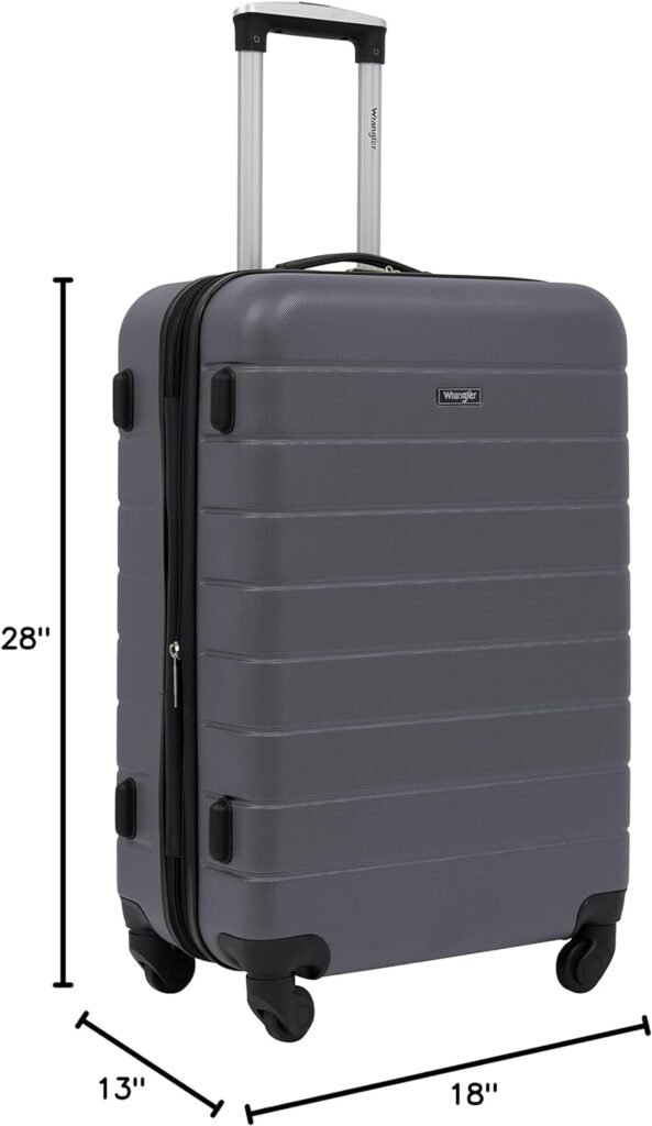 Wrangler Smart Luggage Set with Cup Holder and USB Port, Olive Green, 20-Inch Carry-On