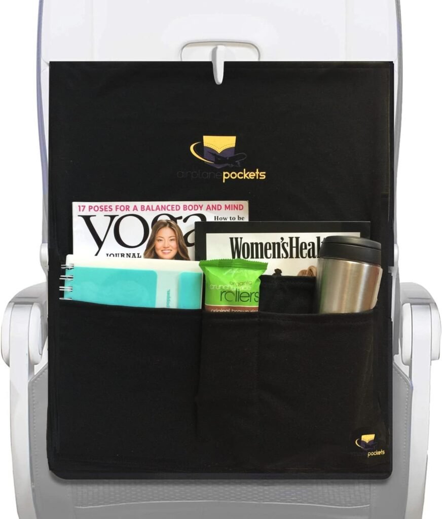 Airplane Pockets Airplane Tray Table Cover | Seat Back Organizer  Storage for Personal Items | Clean, Convenient, Expandable Pockets | Sanitary Travel Essentials for Flying | Media Pouch