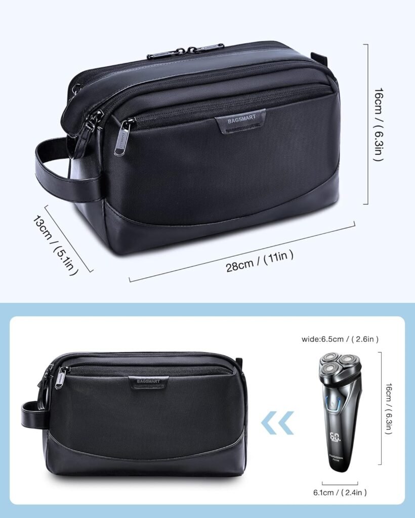 BAGSMART Toiletry Bag for Men, Large Travel Toiletry Organizer, Dopp Kit Water-resistant Shaving Bag for Toiletries Accessories - Black