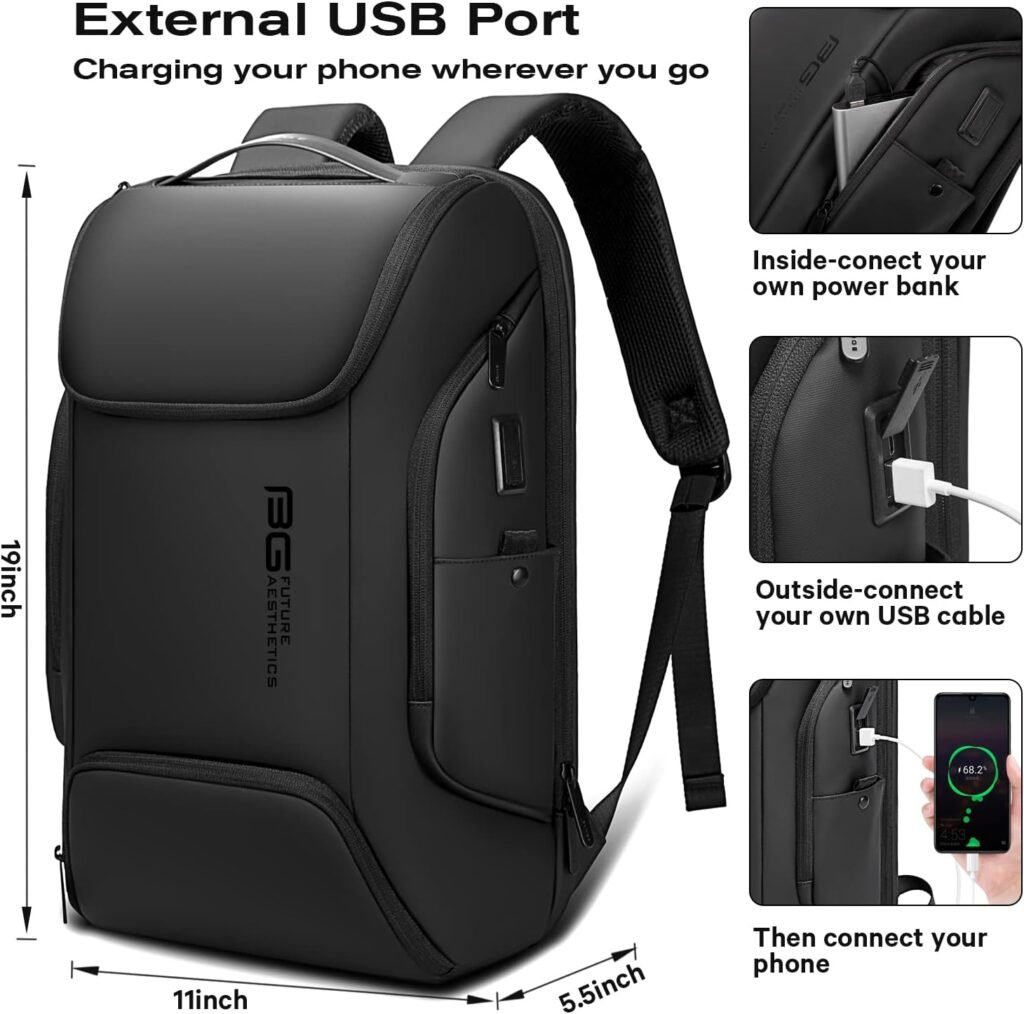 BANGE Business Laptop Smart backpack Can Hold 15.6 Inch Laptop Commute Backpack Carry on bag for men and women (Black)