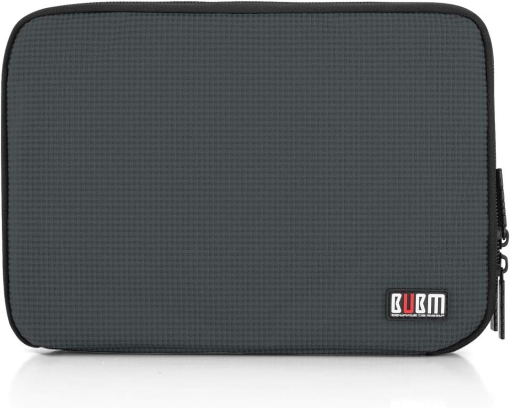BUBM Double Layer Electronic Accessories Organizer, Travel Gadget Bag for Cables, USB Flash Drive, Plug and More, Perfect Size Fits for iPad Mini (Medium, Black)