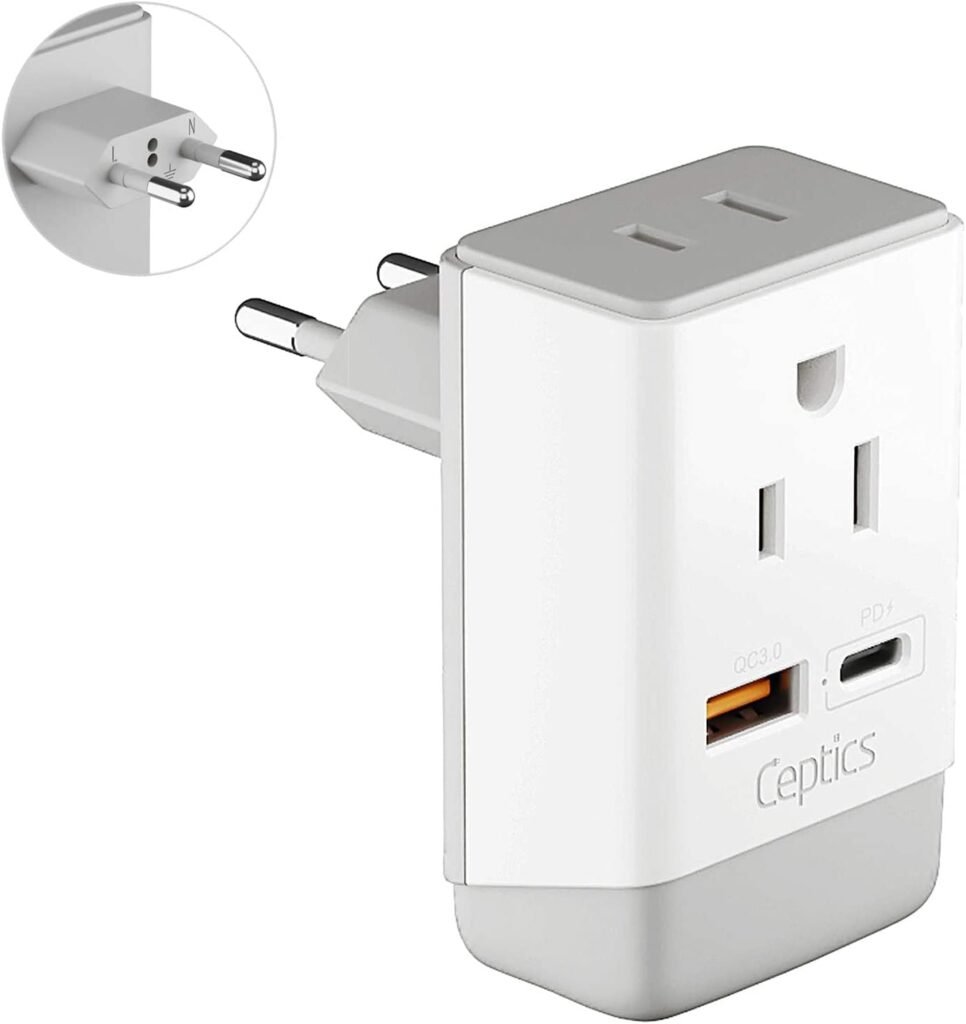 Ceptics Travel Adapter Plug Compact Worldwide International Kit - Works in Europe, Asia, China, England, Italy, New Zealand, Australia and More