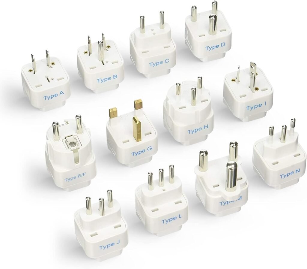 Ceptics Travel Adapter with Types A-M Plugs, Travel Plug Adapter Set Compatible with Power Sockets in All Continents, Compact World International Plug Adaptor Kit, Set of 12,GP-12PK