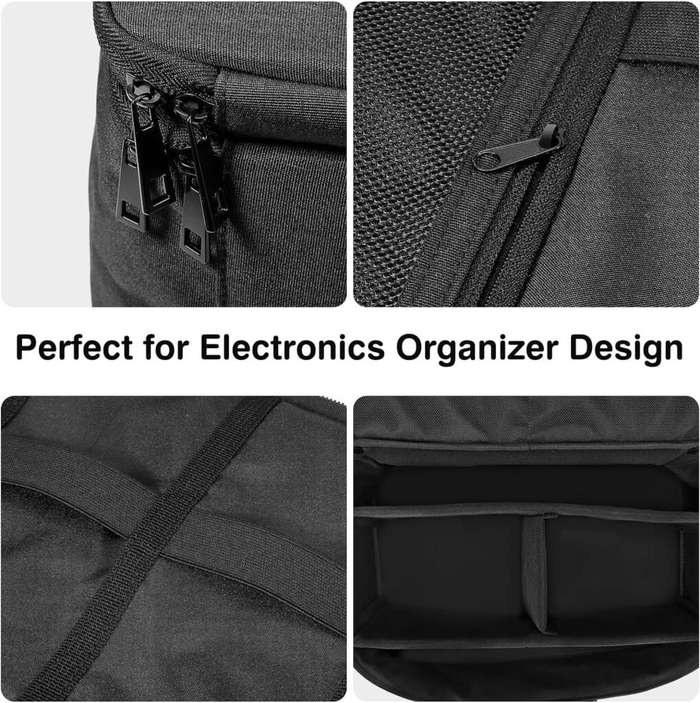 Extra Large Electronics Organizer Travel Case, Double Layer Large Capacity Carrying Case with Shoulder Strap, Travel Gifts for Men, Waterproof Electronic Accessories Storage Bag for Cable, Black
