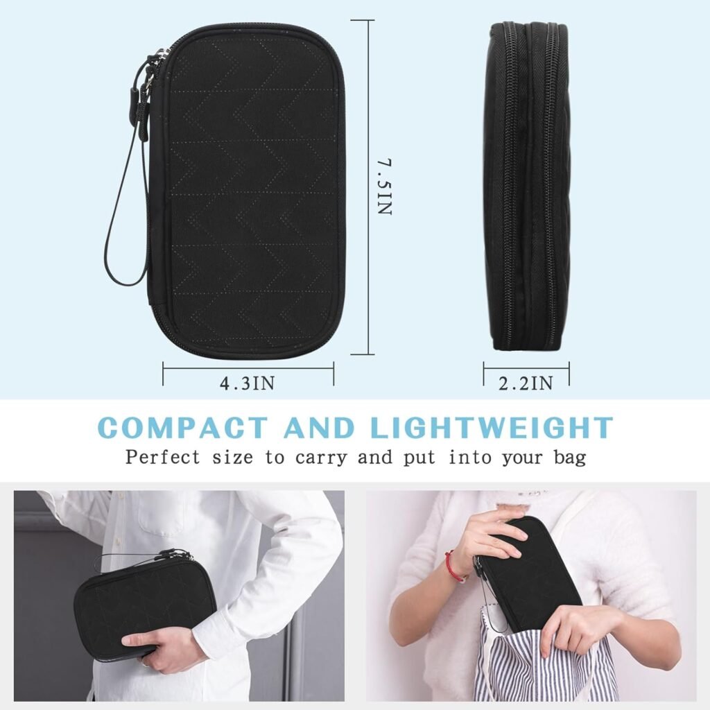 FYY Electronic Organizer, Travel Cable Organizer Bag Pouch Accessories Carry Case Portable Waterproof Double Layers All-in-One Storage for Cable, Cord, Charger, Phone, Earphone Navy