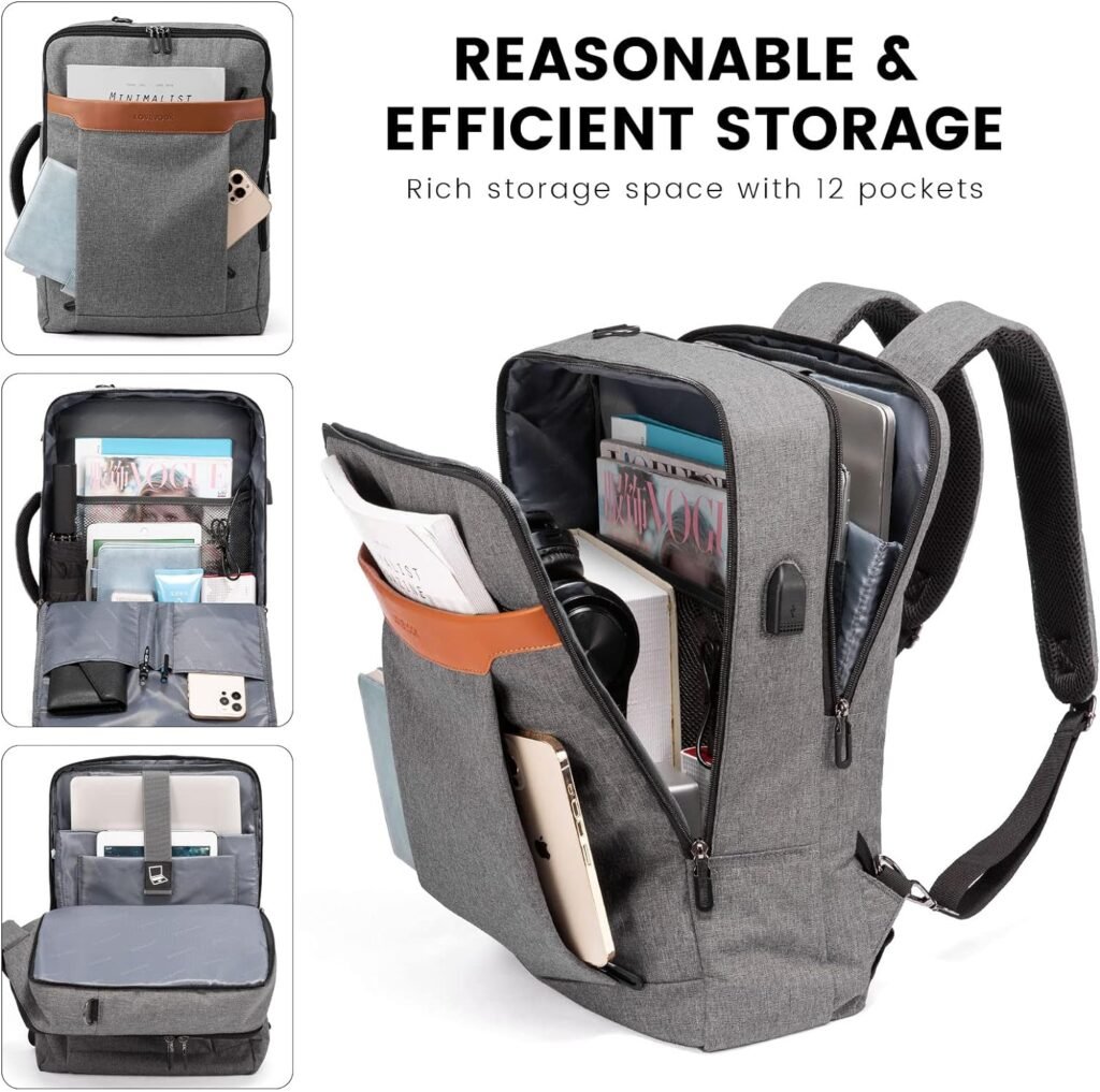 LOVEVOOK Convertible Laptop Backpack Bag, 3 in 1 Men’s Messenger Bag Business Briefcases Fits 15.6 Inch Laptop, Shoulder Bags Computer Backpacks for Travel College Office for Men Women, Dark Gray