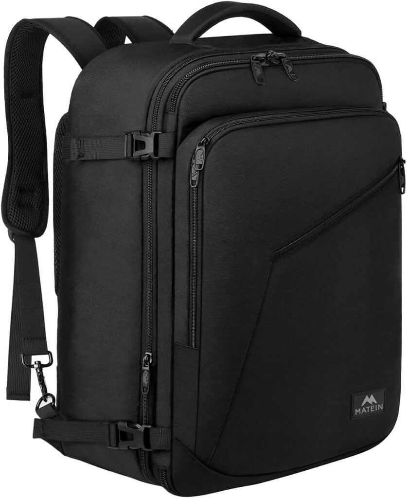 MATEIN Carry on Backpack, Extra Large Travel Backpack Expandable Airplane Approved Weekender Bag for Men and Women, Water Resistant Lightweight Daypack for Flight 40L, Black