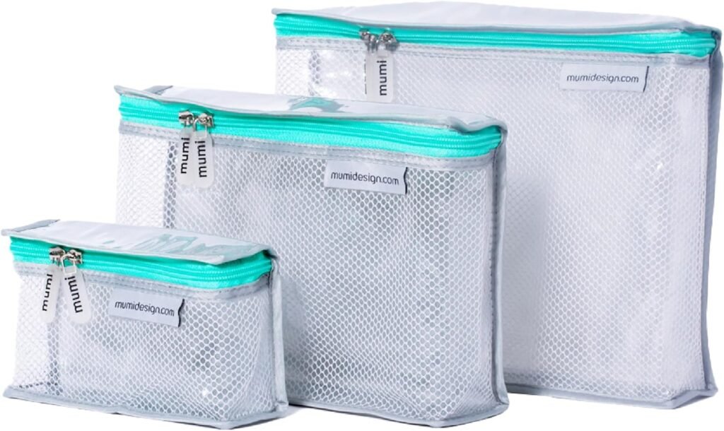 MUMI Leak Proof Travel Toiletry Bag Set of 3 - Aqua