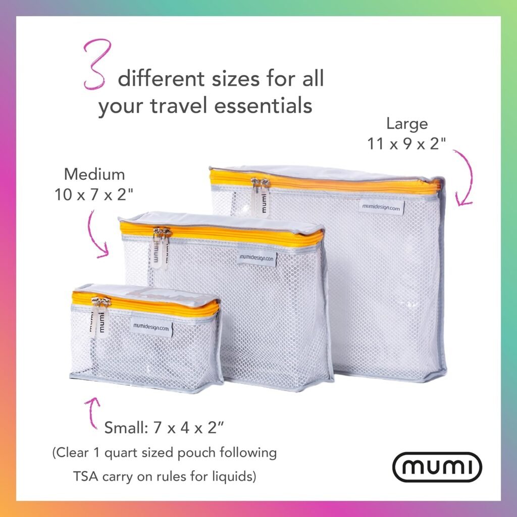 MUMI Leak Proof Travel Toiletry Bag Set of 3 - Aqua