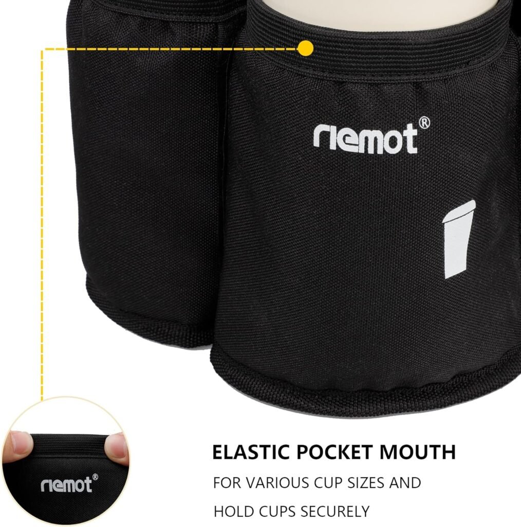 riemot Luggage Travel Cup Holder Free Hand Drink Carrier - Hold Two Coffee Mugs - Fits Roll on Suitcase Handles - Gifts for Flight Attendants Travelers Accessories