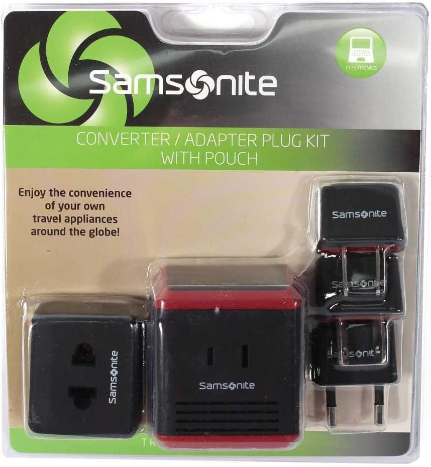 Samsonite Converter/Adapter Kit with Pouch, Black/Red, One Size