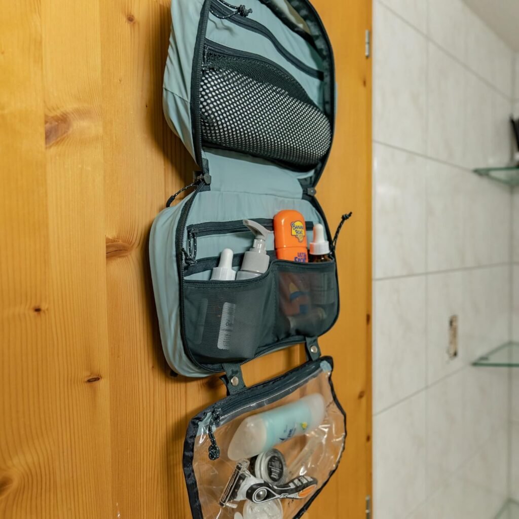 Toiletry Bag Kit Set: Hanging Travel Toiletry Bag + 311 TSA Cosmetic Liquid Bag + Ultralight Accessory Organizer Pouch (Dusty Teal)