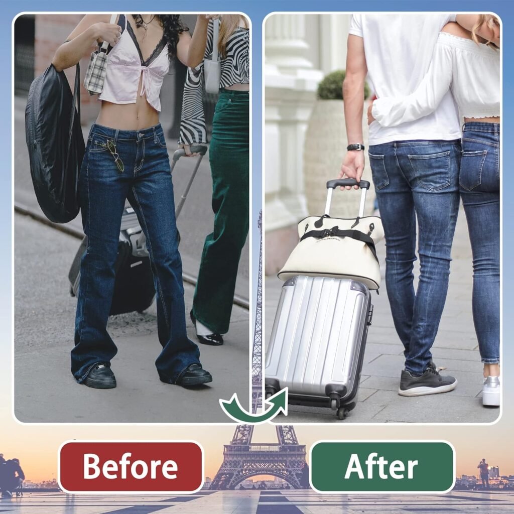 Travel Belt for Luggage - Stylish Adjustable Add a Bag Luggage Strap for Carry On Bag - Airport Travel Accessories for Women Men (1PCS Black)