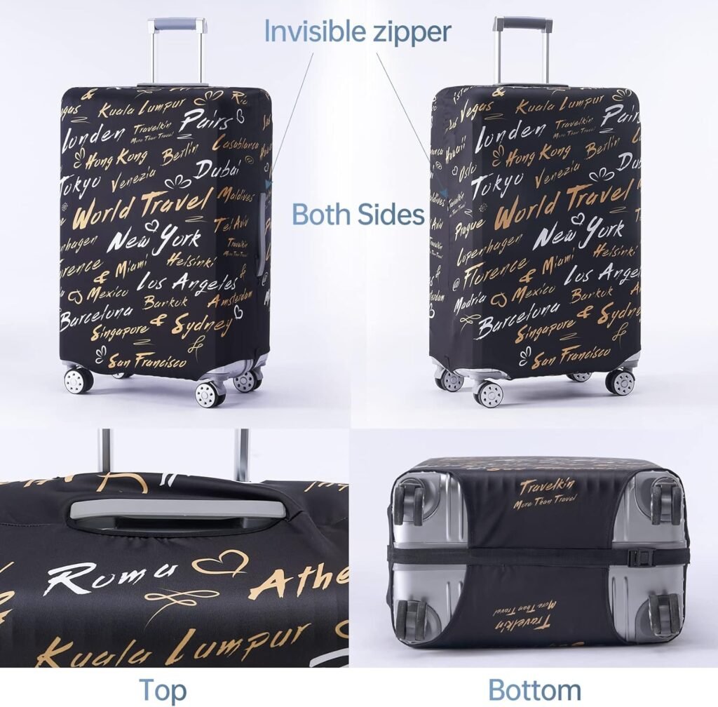 TRAVEL KIN Luggage Covers For Suitcase Tsa Approved,Suitcase Cover Protector Fit 18-32 Inch Luggage