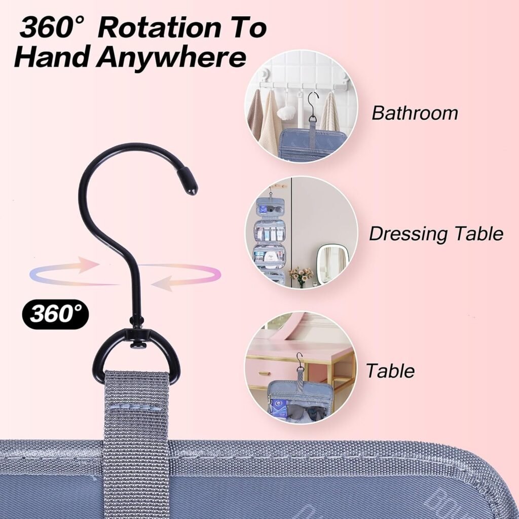 Travel Toiletry Bag for Women Toiletry Organizer Travel: Makeup Cosmetic Bag with Hanging Hook Water-resistant Makeup Organizer Travel Bag for Toiletries