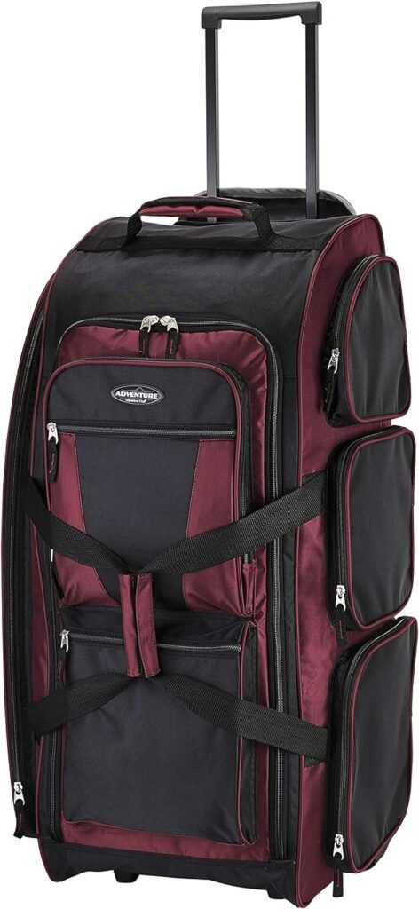 Travelers Club Xpedition 30 Inch Multi-Pocket Upright Rolling Duffel Bag, Crimson Red, 30 Suitcase
