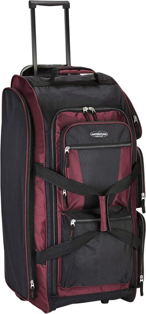 Travelers Club Xpedition 30 Inch Multi-Pocket Upright Rolling Duffel Bag, Crimson Red, 30 Suitcase