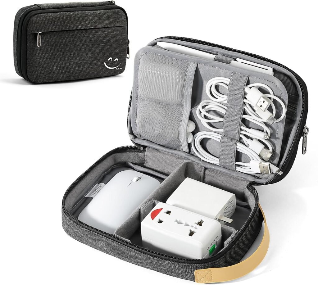 Travelkin Travel Electronic Cord Organizer Travel Case, Travel Cable Organizer Bag For Charger, Phone, Sd Card, Sim Card, Earphone, Usb Drives (Black)