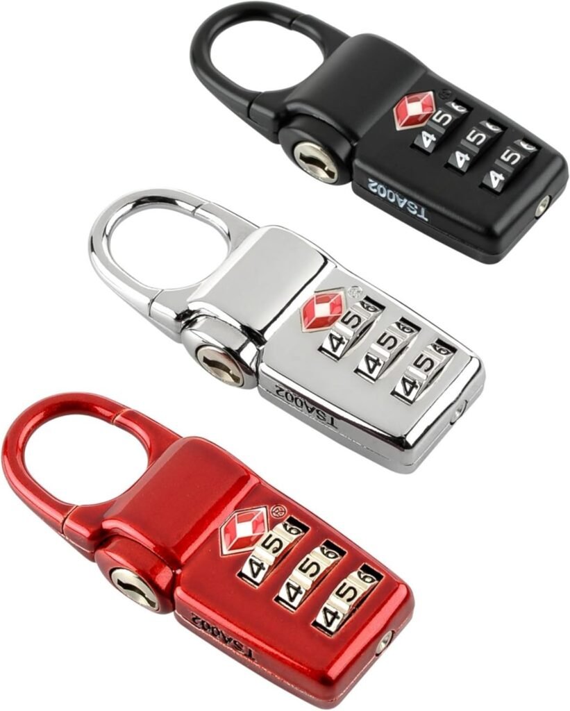 TUMI - Travel Accessories Luggage Locks - Set of 3 TSA-Approved Lock - Black/Red/Silver