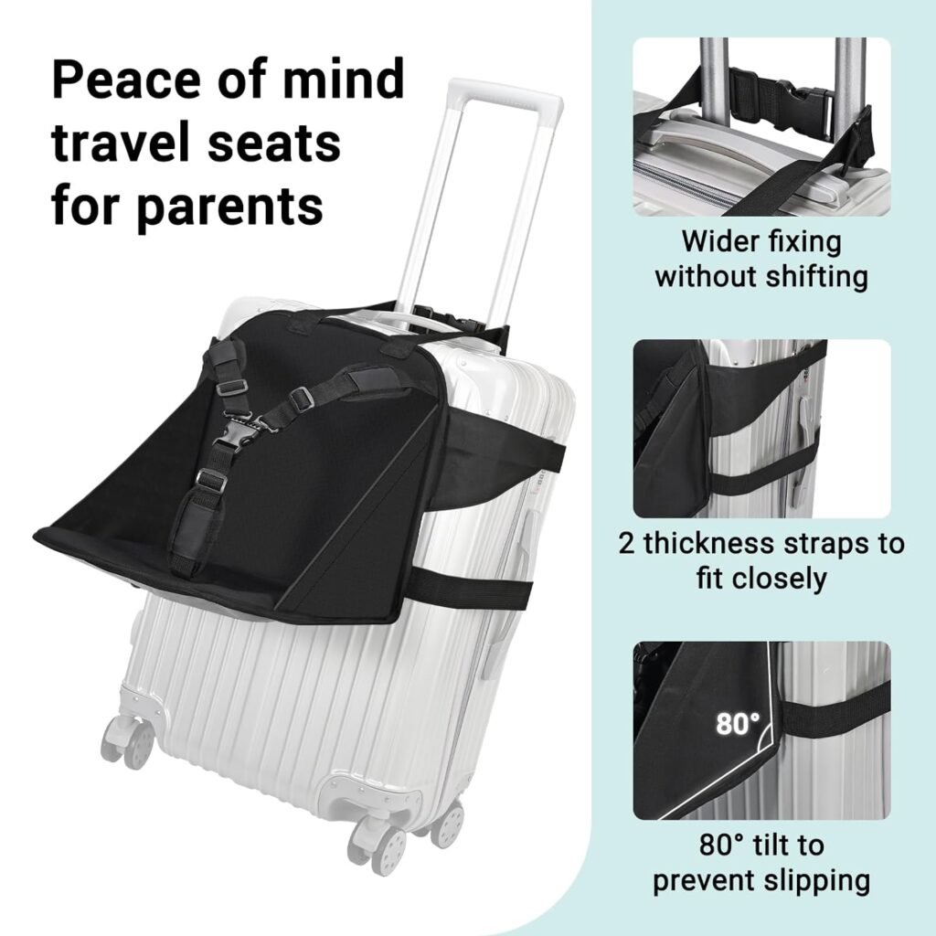 Upgraded Kids Travel Seat, Ride on Suitcase for Kids, Carry On Luggage Seat for Toddler, Portable Foldable Luggage with Seat for Kids with Seat Belt - Made Travel Easier