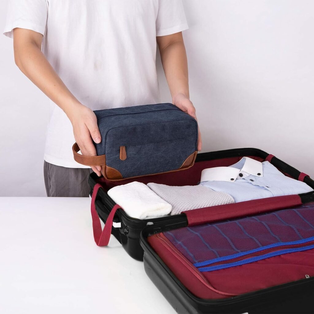 Vorspack Toiletry Bag Hanging Dopp Kit for Men Water Resistant Canvas Shaving Bag with Large Capacity for Travel- Black