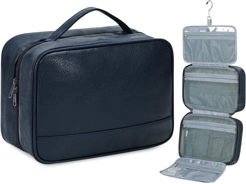 WANDF Travel Toiletry Bag for Men  Women, Dopp Kit Shaving Bag with 4 Compartments Travel Organizer Bathroom Bag(Black)