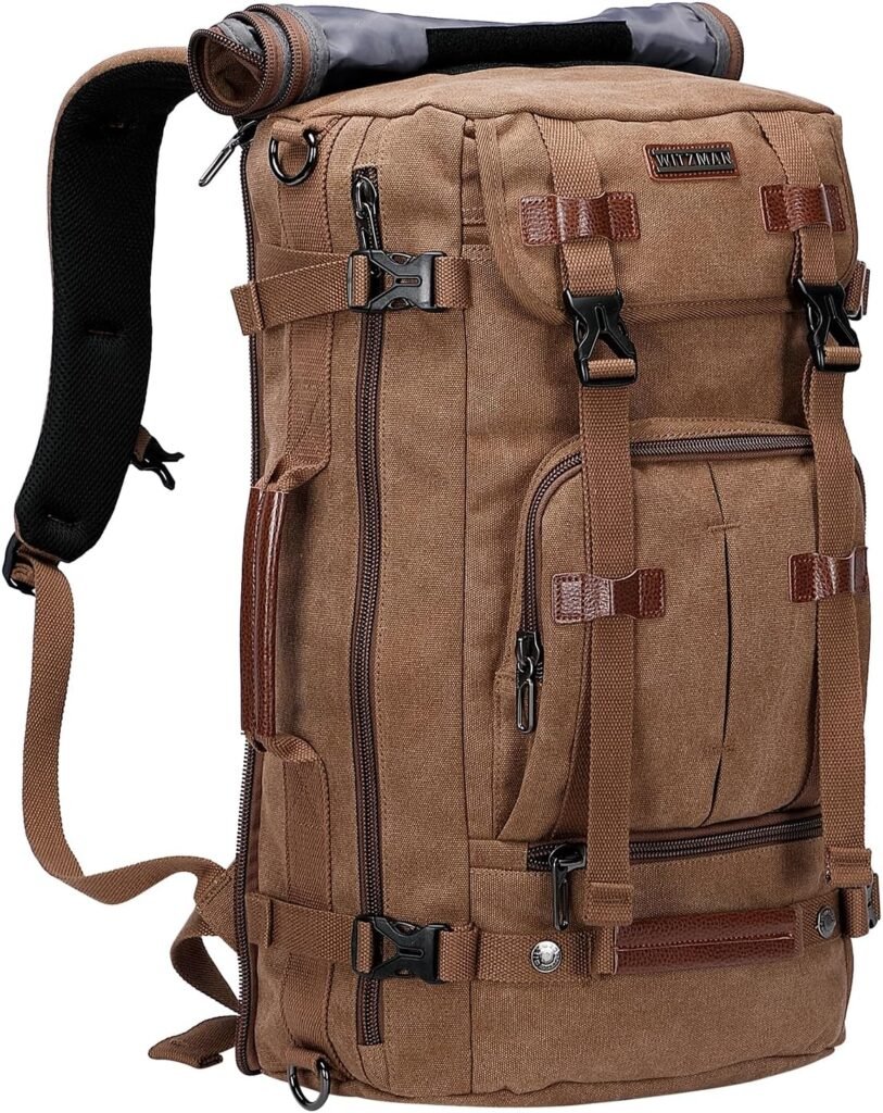WITZMAN Canvas Backpack Vintage Travel Backpack Large Laptop Bags Convertible Shoulder Rucksack